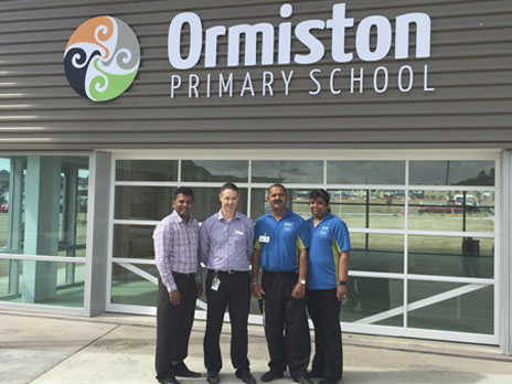 The CrestClean team of Salen and Rakeshni Prasad will be keeping the brand new Ormiston Primary School clean for Principal Heath McNeil and his young students.
