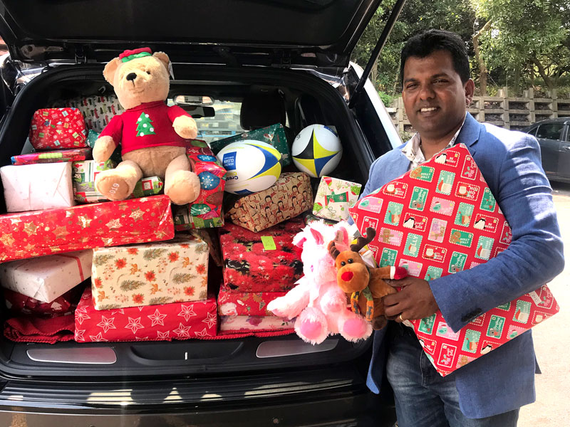 Viky Narayan was overwhelmed at the number of gifts donated by his franchisees.