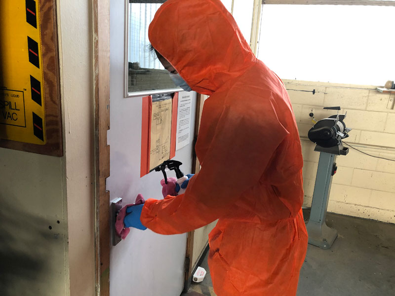 Touch points, such as door handles, were cleaned and sanitised with an anti-viral product