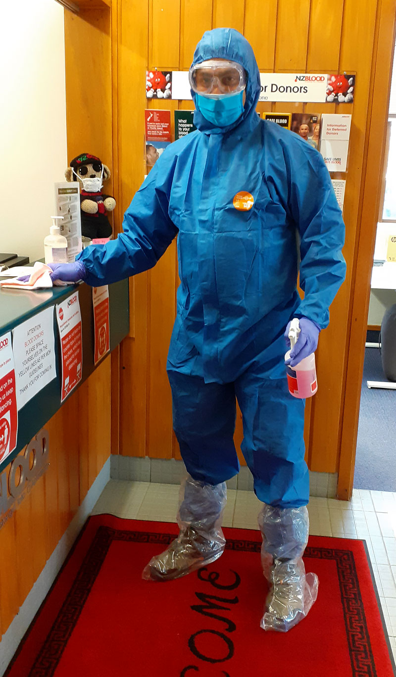 Lipson carries out regular sanitising cleans when people come along to donate blood. 
