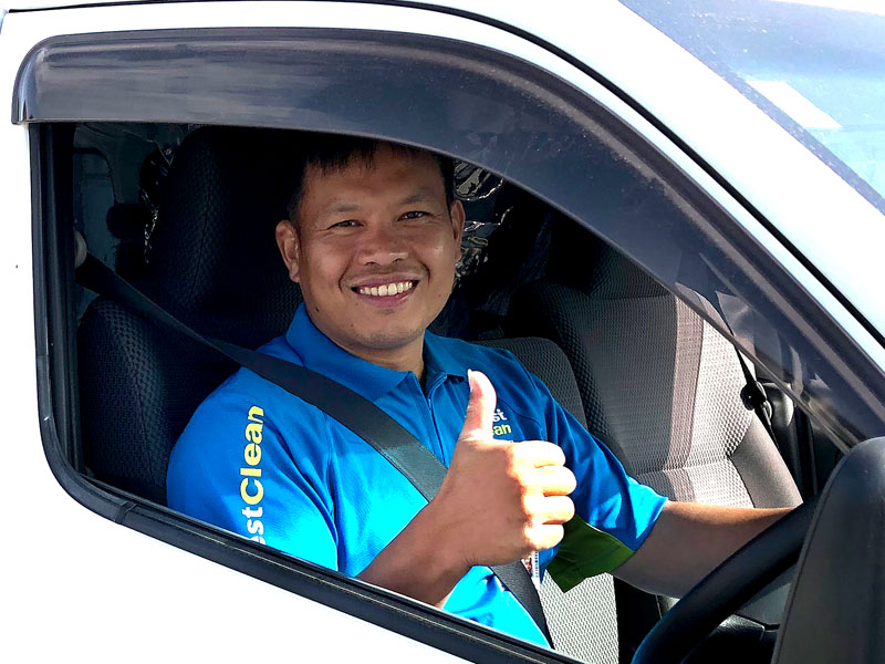 Happy to be a business owner with CrestClean is franchise owner Angelo Dayrit.