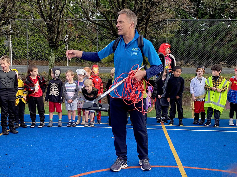 Principal becomes a school cleaner to celebrate Superheroes Day