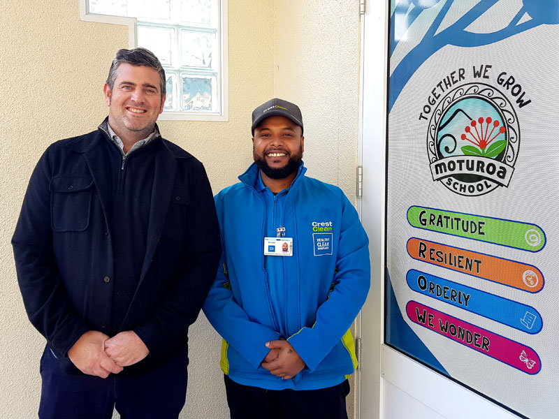 Karthik with Moturoa School Principal Hamish Hislop.