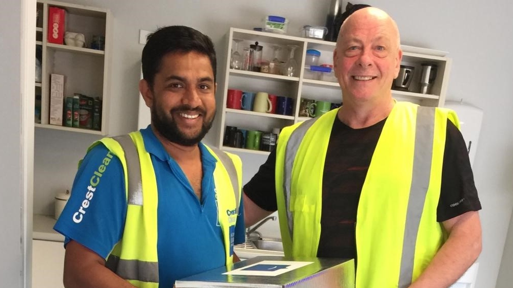 Smiliest cleaner says “cheese”