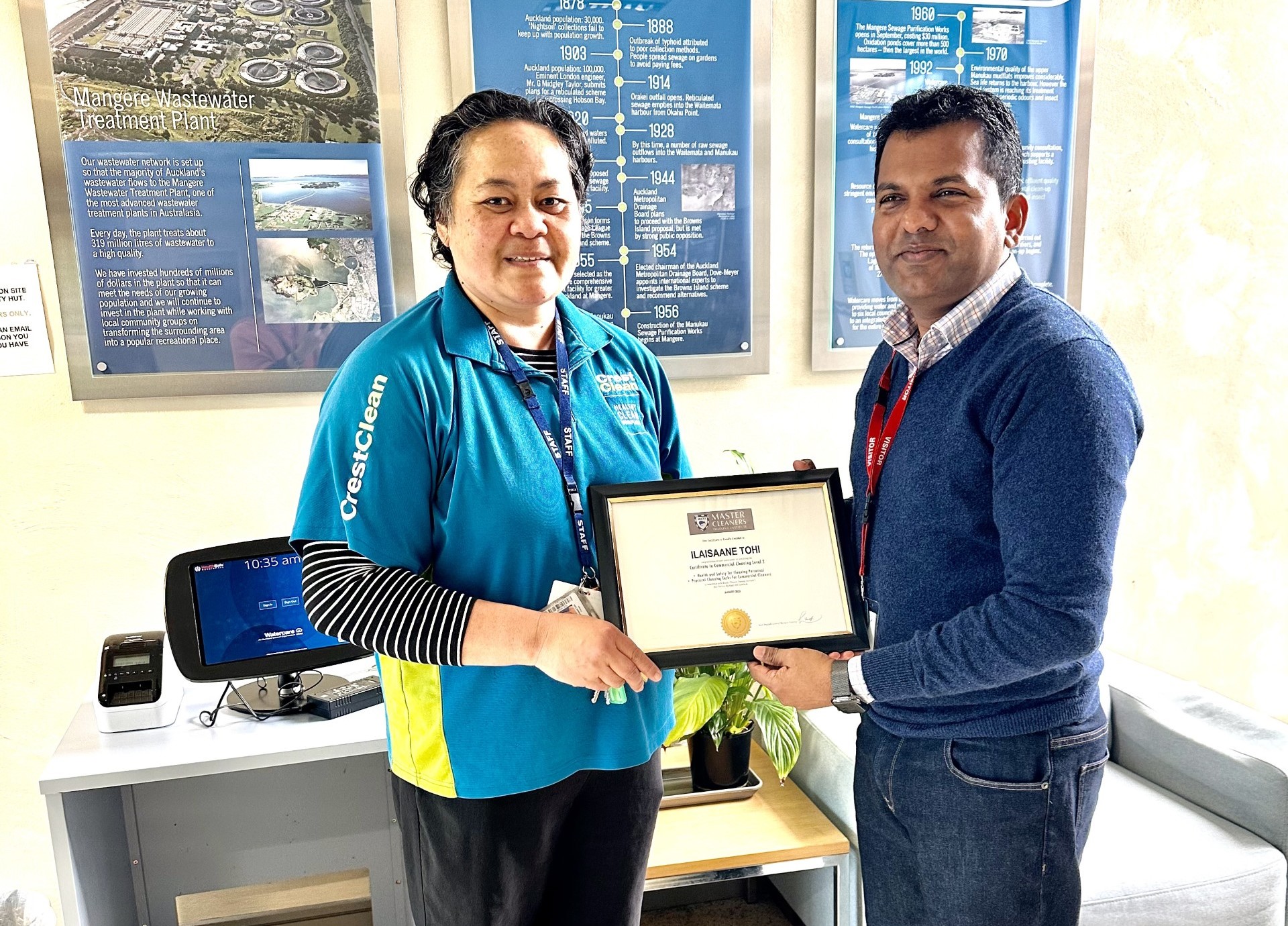 Watercare’s Mangere Plant considers CrestClean’s Saane Tohi part of the family