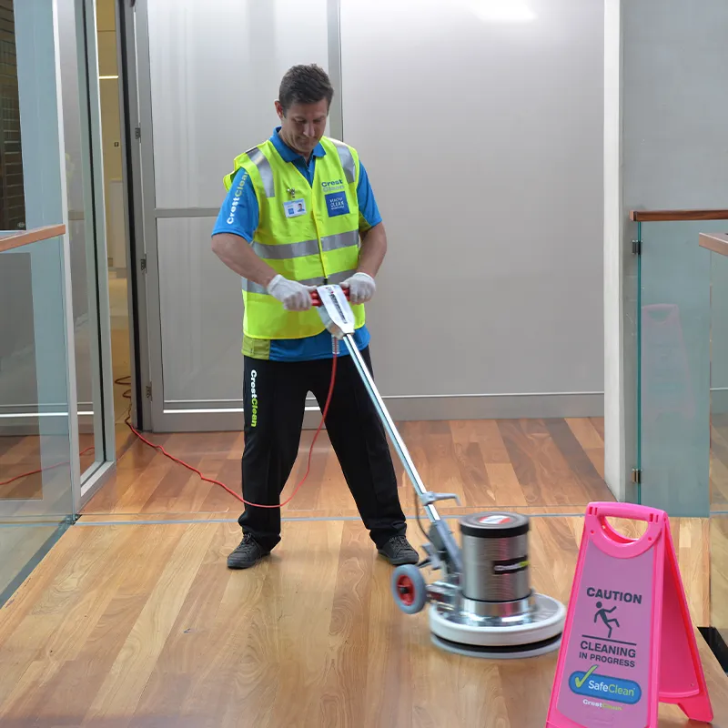 Floor polishing with professional equipment