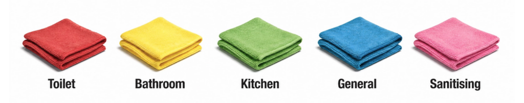 Colour coded micro fibre cloths
